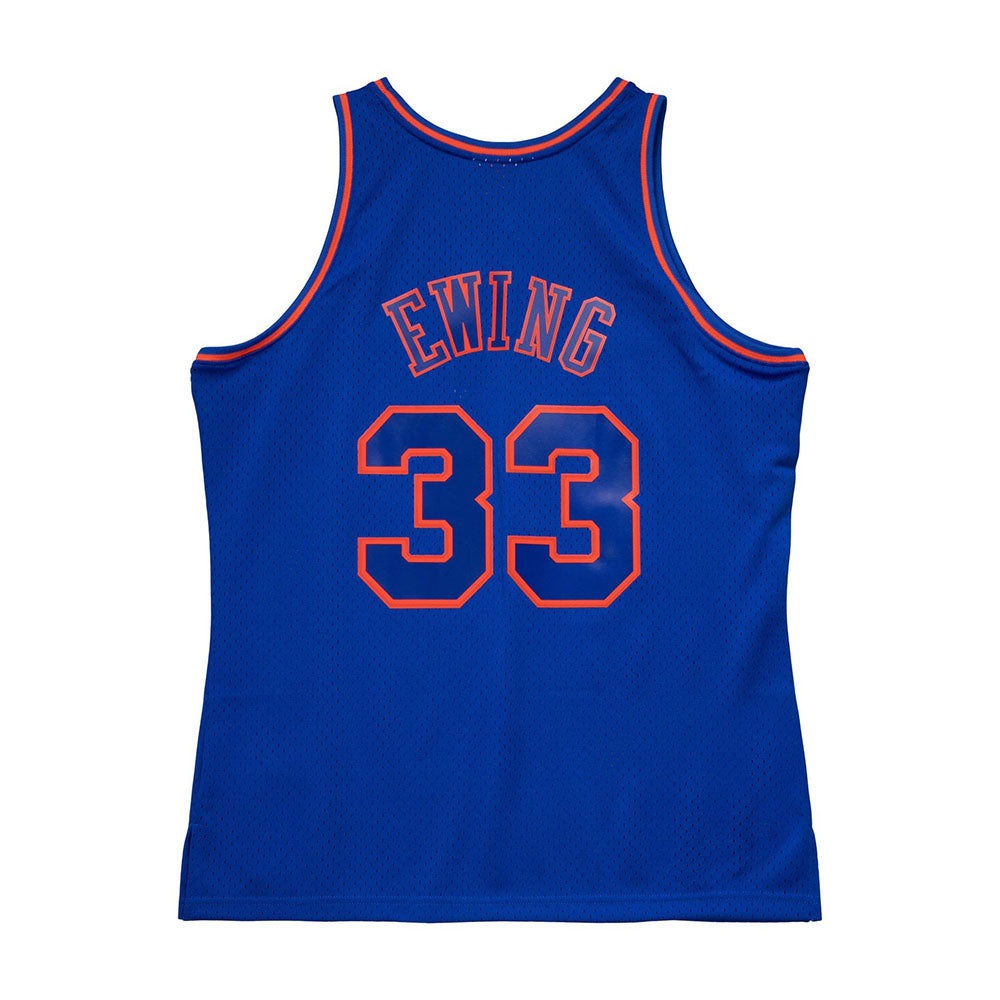 HWC Knicks Swingman Jersey Patrick Ewing 1996-97 Anniversary in Blue - Back View