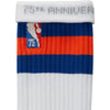 Men's Nike Knicks Elite City Edition Sock - Close Up View of 75th Anniversary text Embroidered inside sock hem