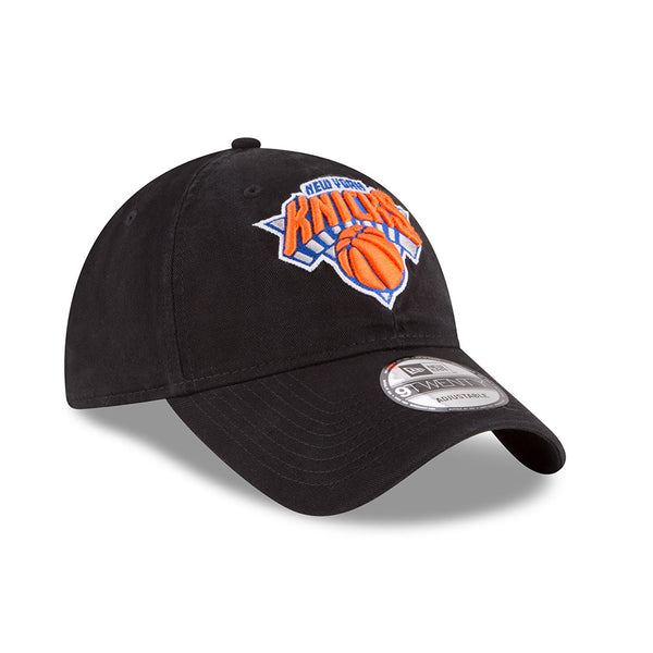 New Era Knicks 9TWENTY Core Classic Adjustable Hat in Black - Front Right View