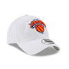 New Era Knicks 9TWENTY Core Classic Adjustable Hat in White - Front Right View