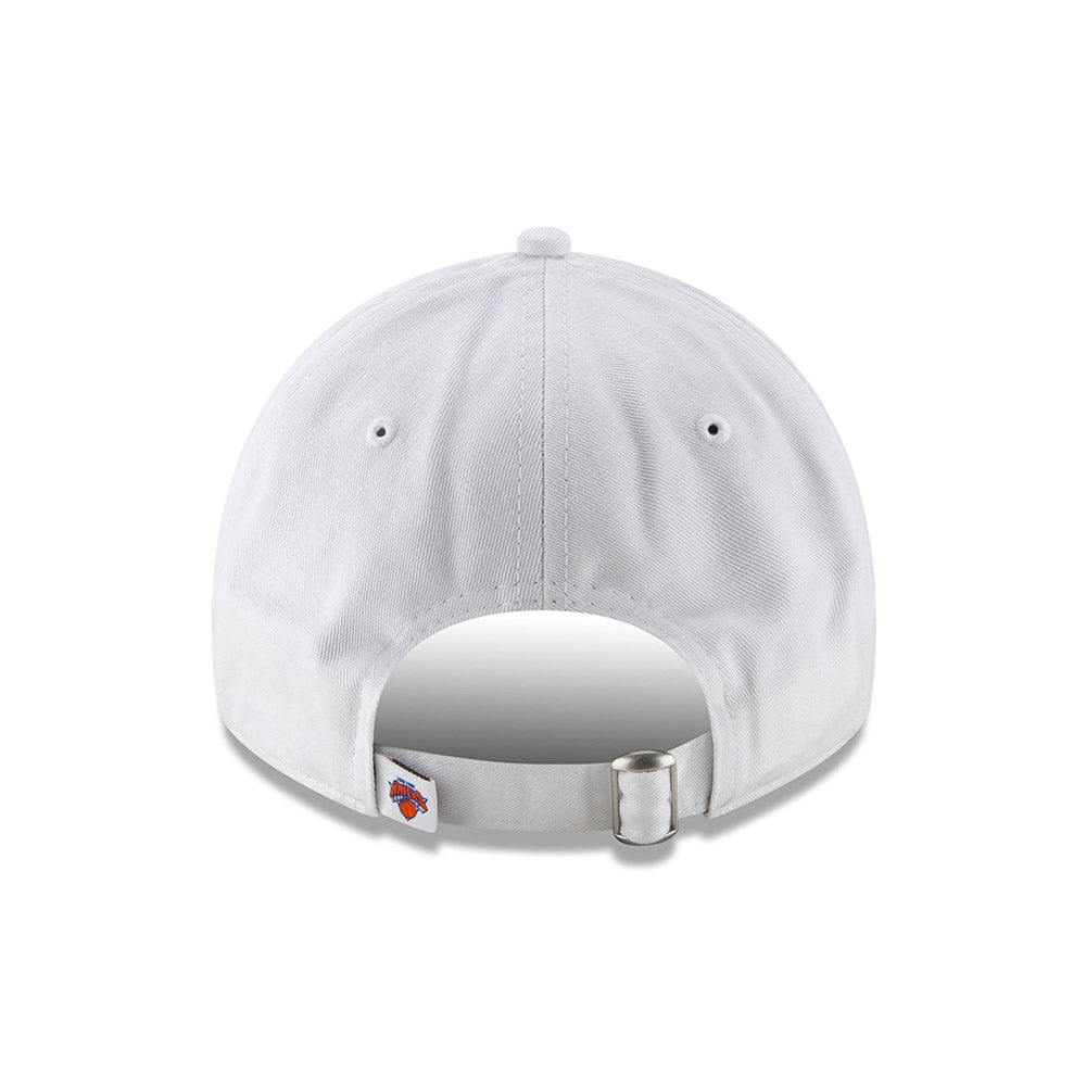 New Era Knicks 9TWENTY Core Classic Adjustable Hat in White - Back View
