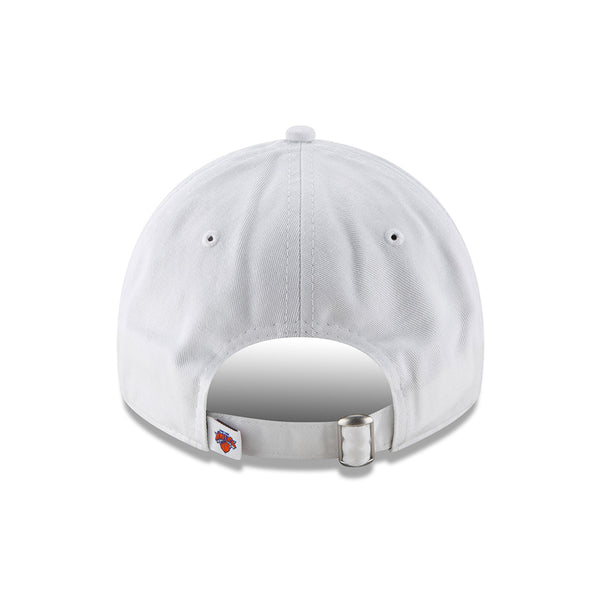 New Era Knicks 9TWENTY Core Classic Adjustable Hat in White - Back View