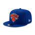 New Era Knicks 9FIFTY Turn Logo Snapback Hat in Blue - Front Left View