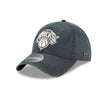 New Era Knicks 9TWENTY Waxed Cotton Adjustable Hat in Dark Grey - Front Left View