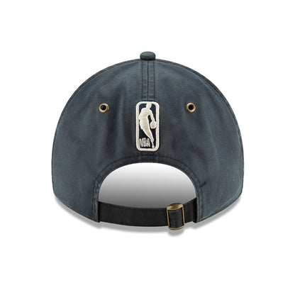 New Era Knicks 9TWENTY Waxed Cotton Adjustable Hat in Dark Grey - Back View