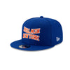 New Era Knicks 9FIFTY Flipped Wordmark Snapback Hat in Blue - Front Left View