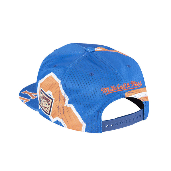 Mitchell & Ness Knicks Tear Up Snapback Adjustable Hat in Blue - Back Right View