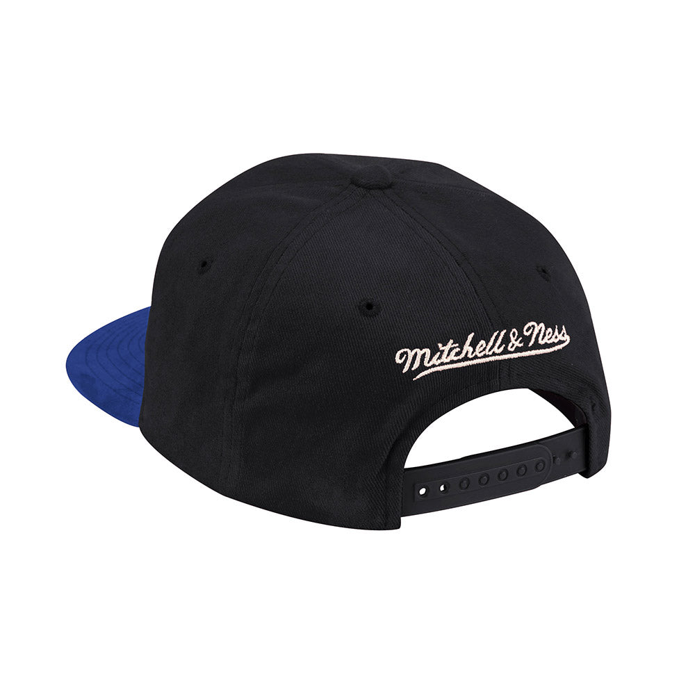 Mitchell & Ness Knicks Retro Stack Snapback Hat in Black - Back Left View