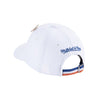 Mitchell & Ness Knicks Wordmark Postgame Adjustable Dad Hat with Pin in White - Back Right View