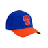 Mitchell & Ness Knicks Hardwood Classic Logo Snapback Hat in Blue and Orange - 1/4 Right Front View