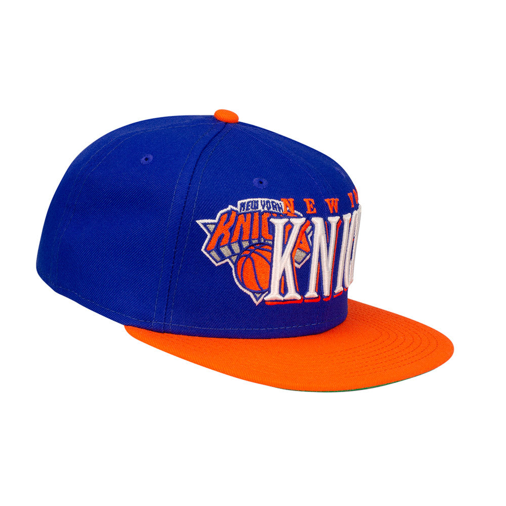 New Era Knicks 9FIFTY Jumbo Snapback Hat in Blue - Right View