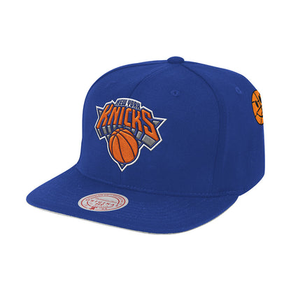 Mitchell & Ness Knicks City Love Snapback Hat in Blue - Front View