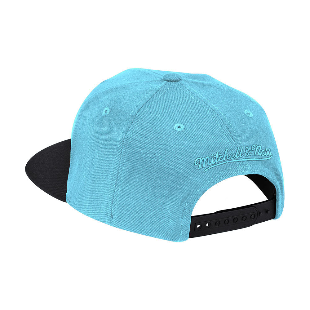 Mitchell & Ness Knicks Easter Snapback Hat in Light Blue and Black - Back View