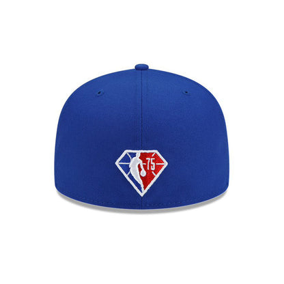 New Era Knicks NBA Back Half Fitted Hat in Blue - Back View