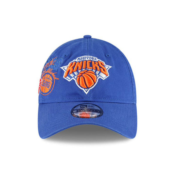 New Era Knicks NBA Back Half Adjustable Hat in Blue - Front View