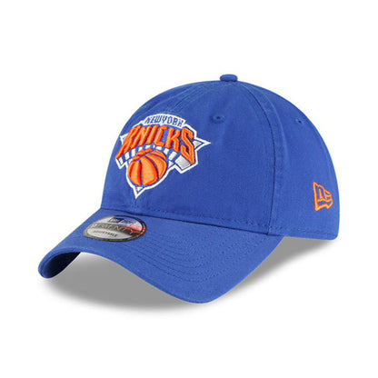 New Era Knicks NBA Back Half Adjustable Hat in Blue - Front Left View