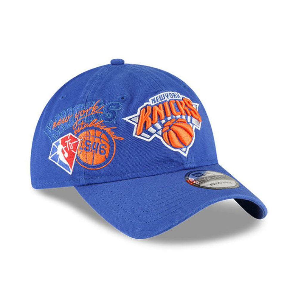 New Era Knicks NBA Back Half Adjustable Hat in Blue - Front Right View