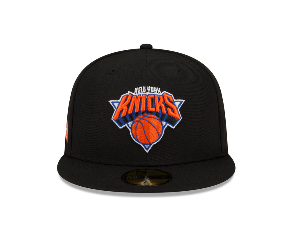 Men's Mitchell & Ness Royal/Orange New York Knicks Half and Half Snapback  Hat