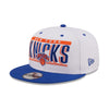 New Era Knicks Retro Title Snapback Hat in White - Front Left View