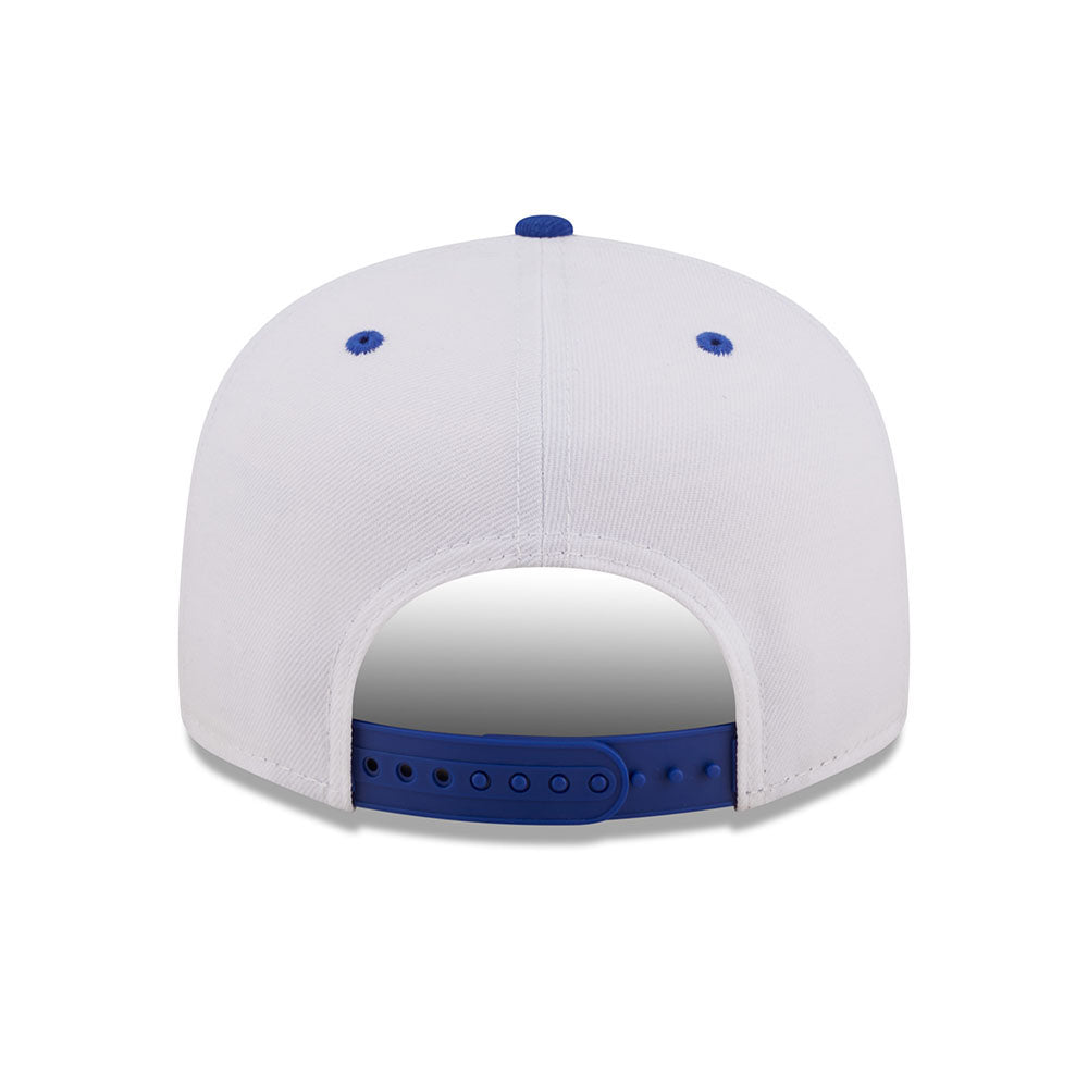 New Era Knicks Retro Title Snapback Hat in White - Back View