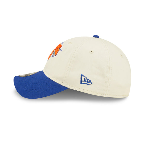 New Era Knicks 2022 Draft 920 Adjustable Hat In White, Blue & Orange - Left View