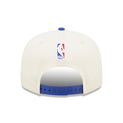 New Era Knicks 2022 Draft 950 Snapback Hat In White, Blue & Orange - Back View