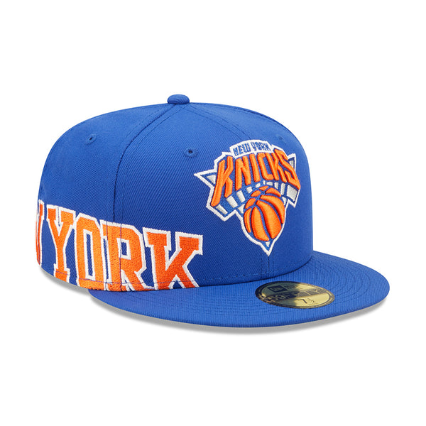 New Era Knicks Side Split 5950 Fitted Hat in Blue - Front Right View