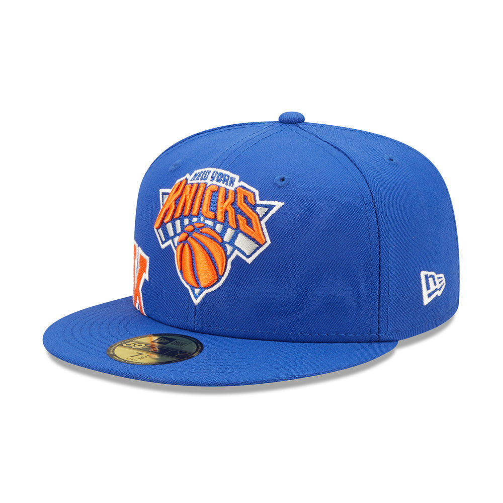 New Era Knicks Side Split 5950 Fitted Hat in Blue - Front Left View