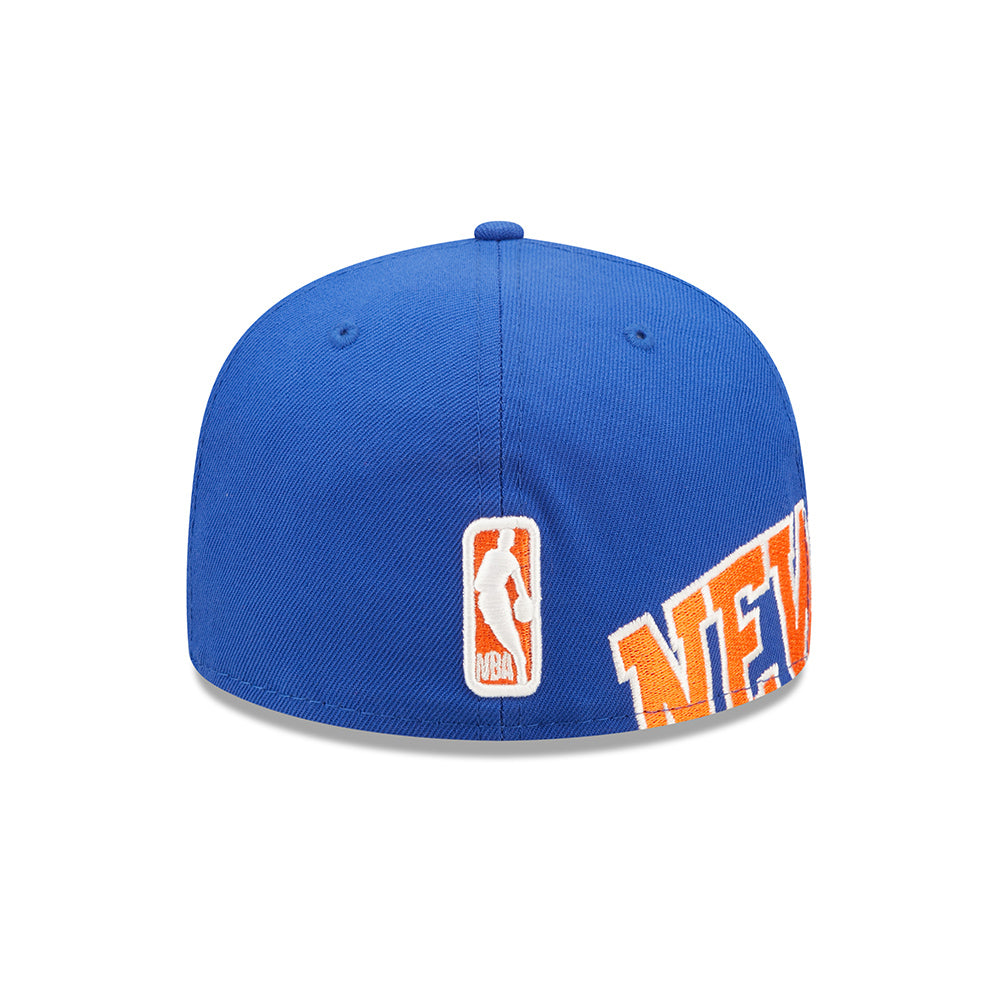 New Era Knicks Side Split 5950 Fitted Hat in Blue - Back View