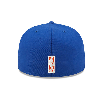 New Era Knicks Patched Identity Fitted Hat In Blue & Orange - Back View
