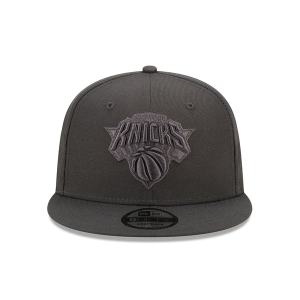 New Era Knicks Tonal Charcoal Snapback Hat - Front View