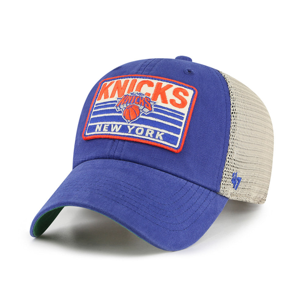 '47 Brand Knicks Four Stroke Clean Up Hat In Blue, White & Orange - Angled Left Side View