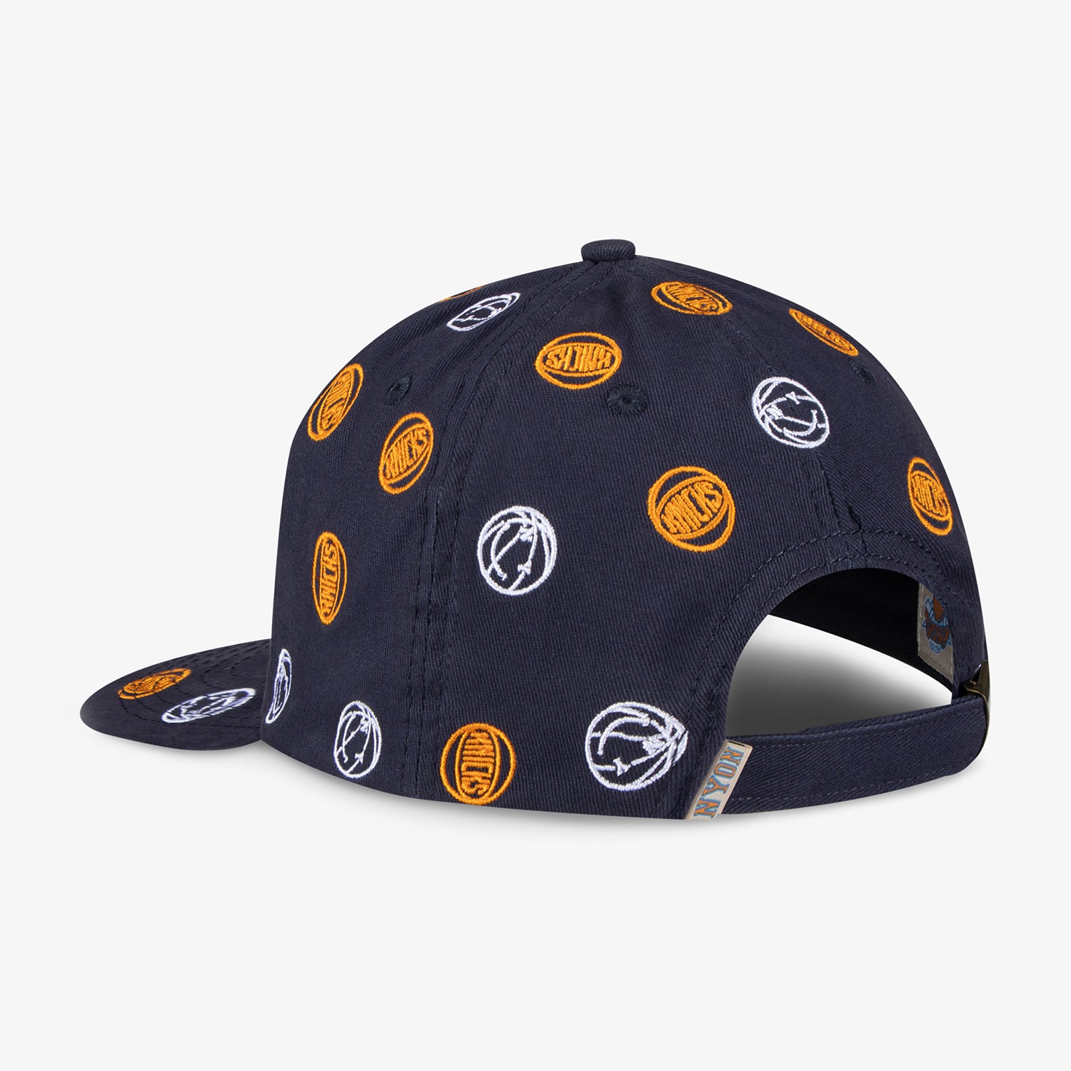 NYON X Knicks "Full Court" Dad Hat In Blue, Orange & White - Back Angled Left Side View