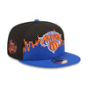 New Era Knicks Skyline Tip Off Fitted Hat In Blue, Black & Orange - Angled Right Side View