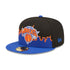 New Era Knicks Skyline Tip Off Fitted Hat In Blue, Black & Orange - Angled Left Side View