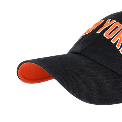 '47 Brand Knicks 22-23 City Edition Clean Up Hat In Black & Orange - Zoom View On Bill