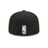 New Era Knicks City Edition 22-23 Official Fitted Hat In Black & Orange - Back View