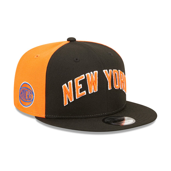 New Era Knicks City Edition 22-23 Official Snapback Hat In Black & Orange - Angled Right Side View
