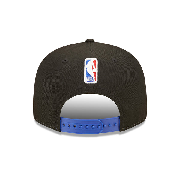 New Era Knicks City Edition 22-23 Official Snapback Hat In Black & Orange - Back View