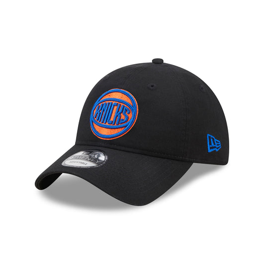New Era Knicks City Edition 22-23 Alt Adjustable Hat In Black, Orange & Blue - Angled Left Side View