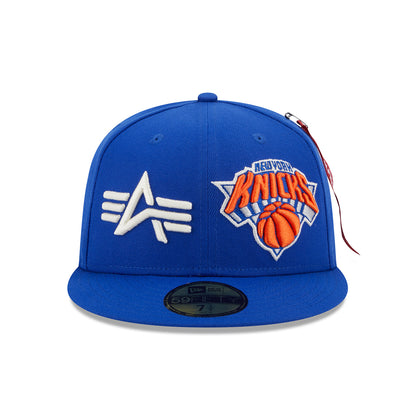 New Era Knicks Alpha Collection Fitted Hat In Blue - Front View