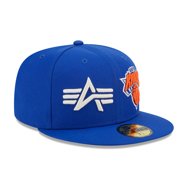 New Era Knicks Alpha Collection Fitted Hat In Blue - Angled Right Side View