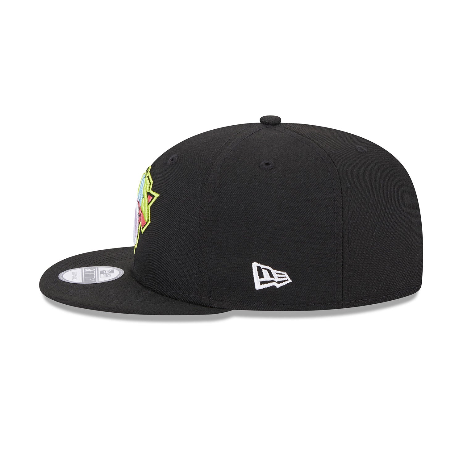 New Era Knicks Colorpack Multi-Color Logo Snapback Hat In Black - Left Side View