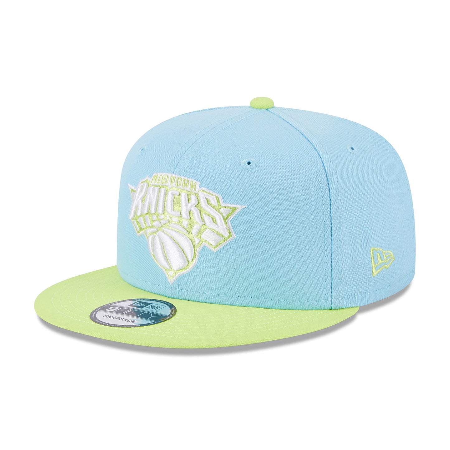 New Era Knicks Colorpack Two Tone Snapback Light Blue/Light Green Hat - Angled Left Side View