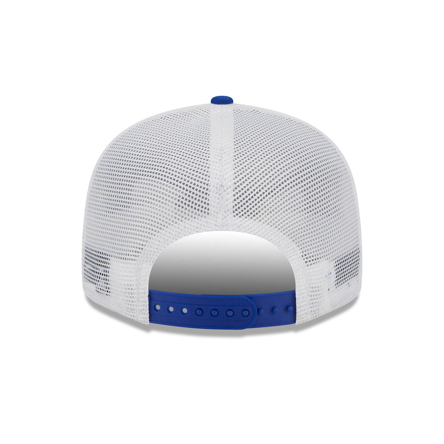 New Era Knicks Golf Club Meshback Snapback Hat In Blue & White - Back View