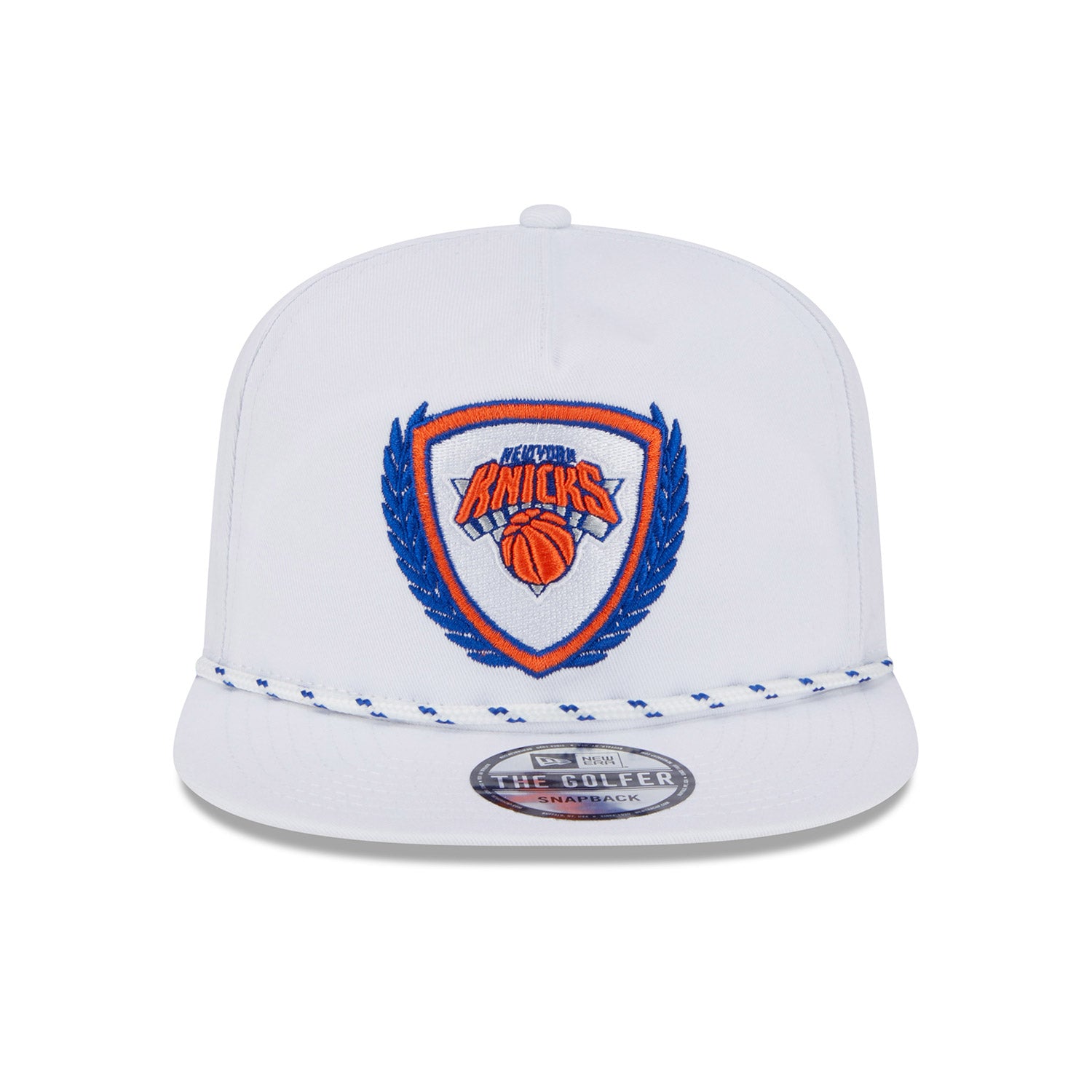 New Era Knicks Golfer White Leaves Snapback Hat - Front View