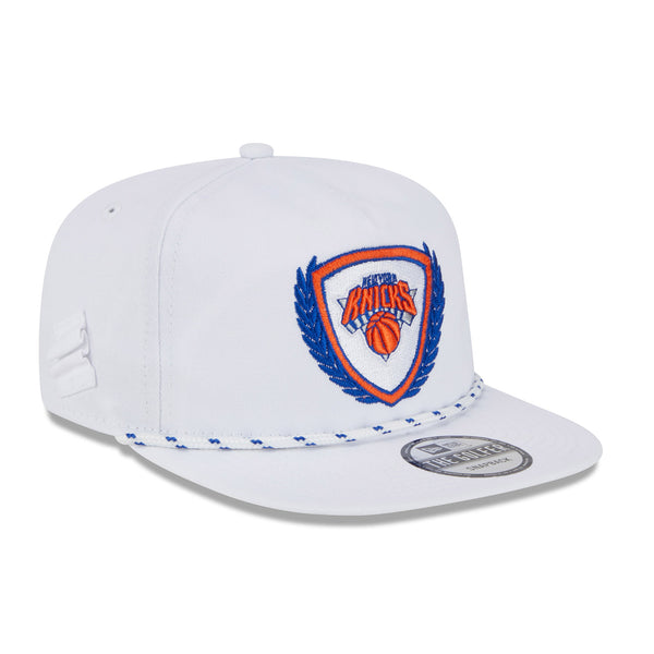 New Era Knicks Golfer White Leaves Snapback Hat - Angled Right Side View