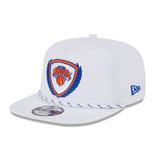 New Era Knicks Golfer White Leaves Snapback Hat - Angled Left Side View