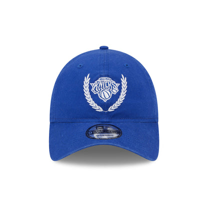 New Era Knicks Golf Royal Leaves Adjustable Hat In Blue - Front View