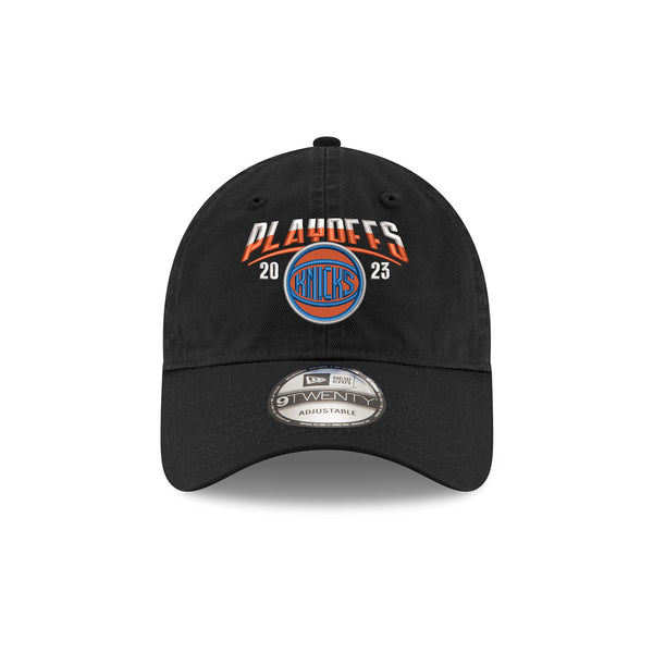 New Era Knicks 22-23 Playoff Ball Logo 920 Hat - In Black - Front View